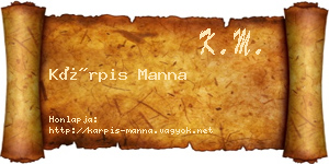 Kárpis Manna névjegykártya